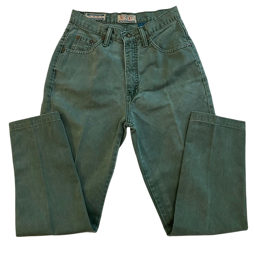 Vintage Express High‎ Waisted Jeans Women's Size 7/8 Tapered Leg Green Denim